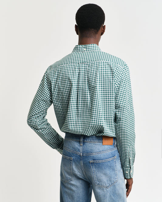 DEEP FOREST GREEN, REG CLASSIC POPLIN GINGHAM SHIRT, BACK-VIEW BY GANT AU.