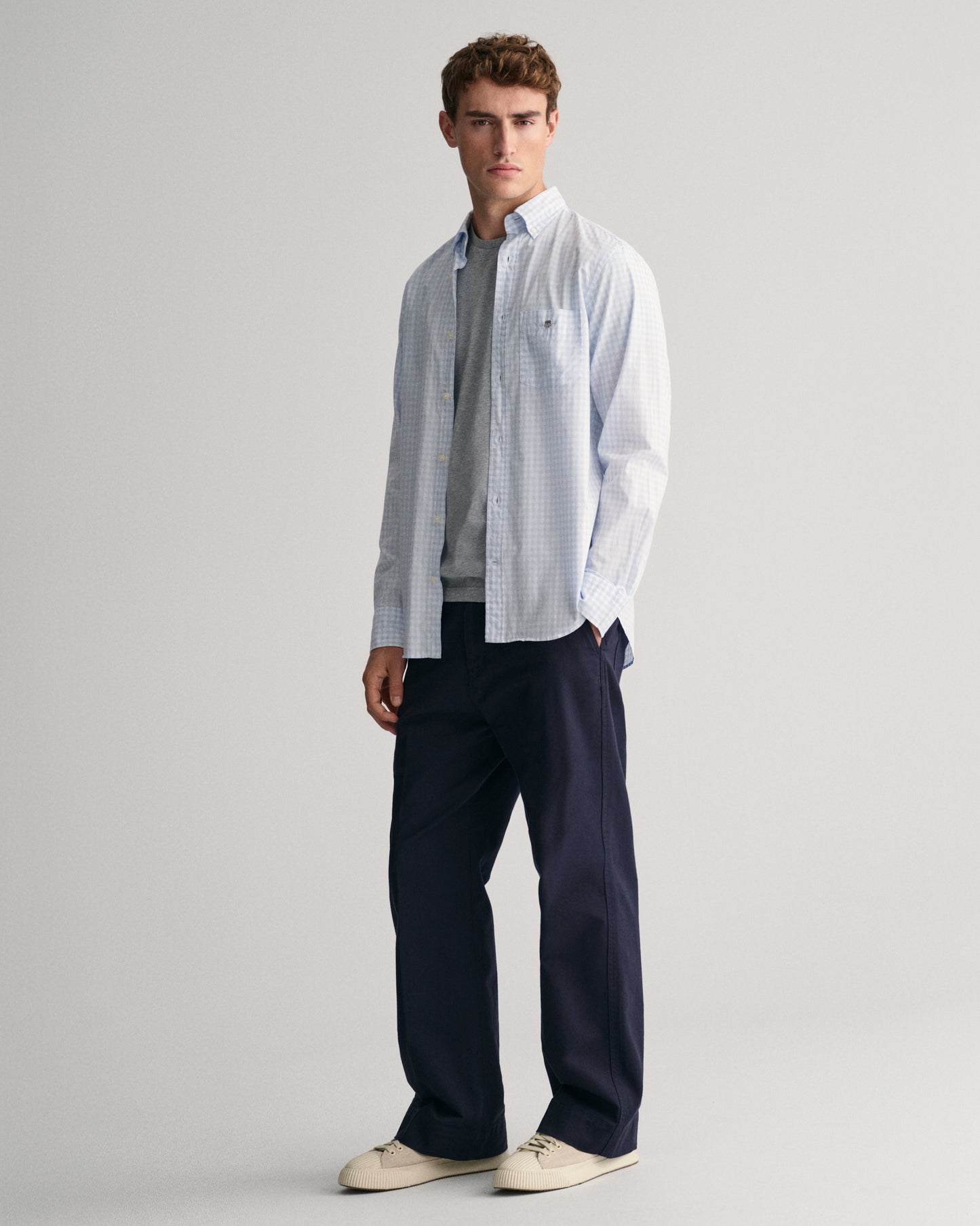 LIGHT BLUE, REG CLASSIC POPLIN GINGHAM SHIRT BY GANT AU.
