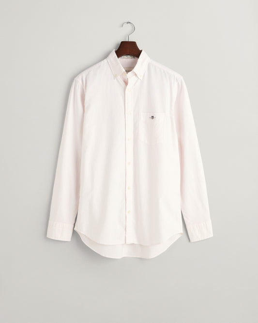 LIGHT PINK, REG CLASSIC OXFORD STRIPE SHIRT BY GANT AU.