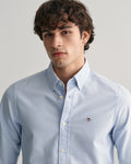 MODEL WEARING SLIM STRETCH OXFORD SHIRT