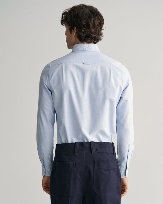 LIGHT BLUE, SLIM STRETCH OXFORD SHIRT, BACK-VIEW BY GANT AU.
