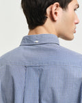 MODEL WEARING REG POPLIN MICRO GINGHAM SHIRT