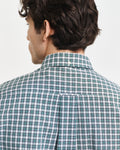 DEEP FOREST GREEN, REG POPLIN SMALL CHECK SHIRT, CLOSE-UP BY GANT AU.