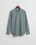 DEEP FOREST GREEN, REG POPLIN SMALL CHECK SHIRT, FLAT-LAY BY GANT AU.
