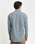 DEEP FOREST GREEN, REG POPLIN SMALL CHECK SHIRT, BACK-VIEW BY GANT AU.