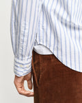 EGGSHELL, REG ARCHIVE OXFORD STRIPE SHIRT, CLOSE-UP BY GANT AU.