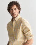 MODEL WEARING REG ARCHIVE OXFORD STRIPE SHIRT
