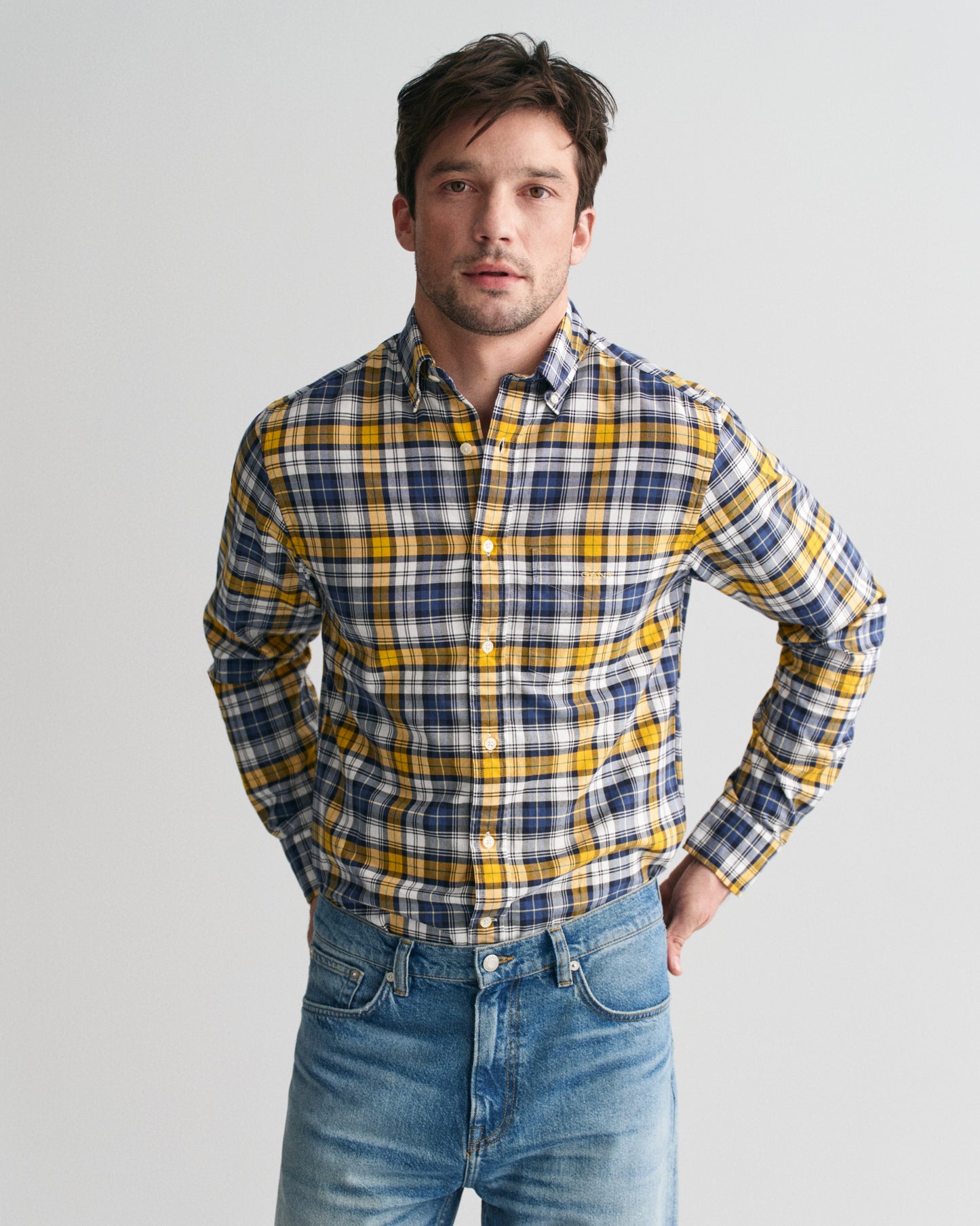 FADED SUNSET, REG ARCHIVE OXFORD CHECK SHIRT, FRONT-VIEW BY GANT AU.