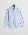 LIGHT BLUE, SLIM OXFORD STRETCH STRIPE SHIRT, FLAT-LAY BY GANT AU.