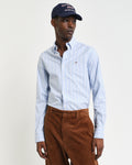 LIGHT BLUE, SLIM OXFORD STRETCH STRIPE SHIRT, FRONT-VIEW BY GANT AU.