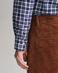 MODEL WEARING REG LIGHT TWILL CHECK SHIRT