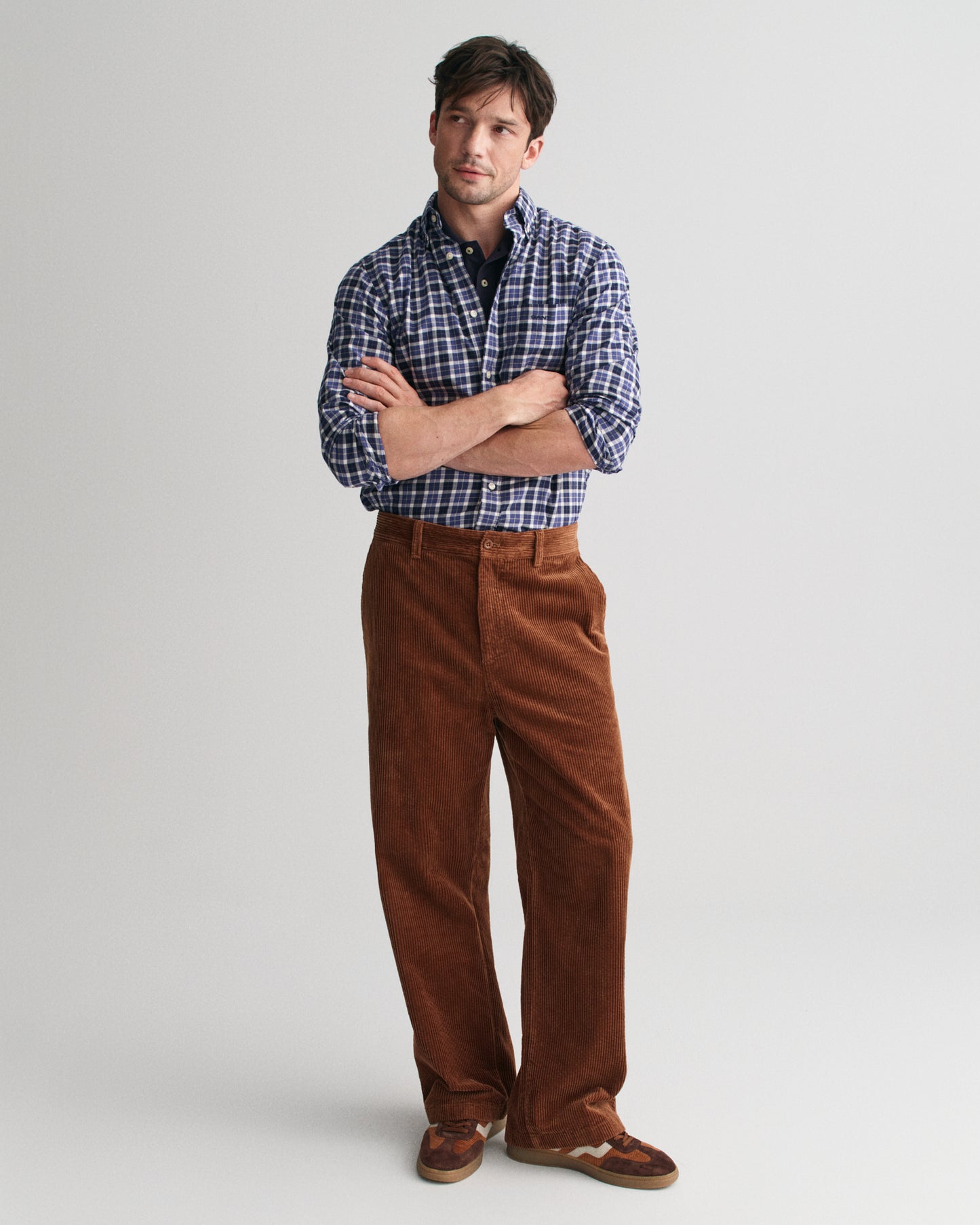 SAILOR NAVY, REG LIGHT TWILL CHECK SHIRT BY GANT AU.