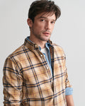 MODEL WEARING REG JASPE FLANNEL PLAID SHIRT