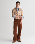 CARAMEL BEIGE, REG JASPE FLANNEL PLAID SHIRT BY GANT AU.