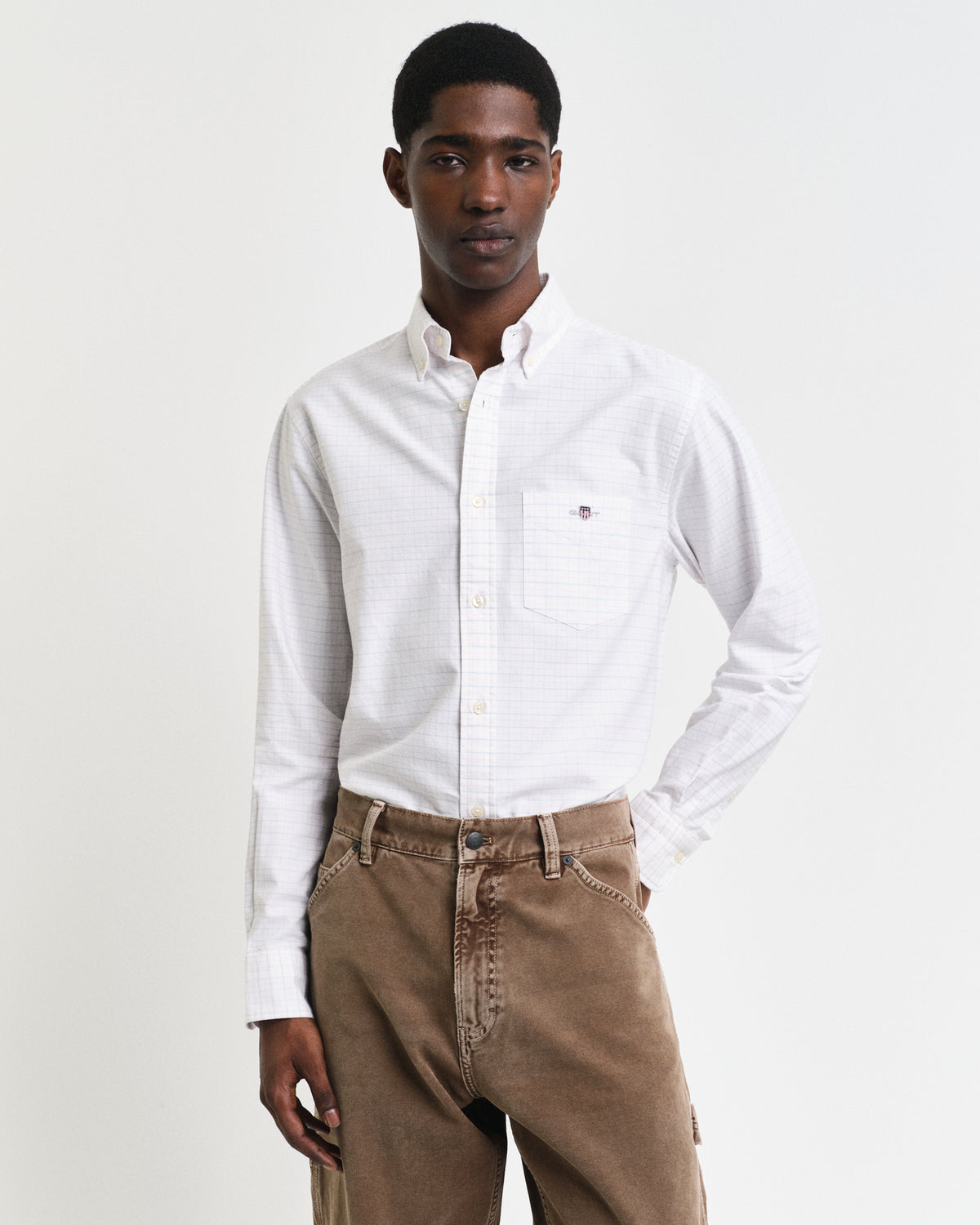 LIGHT PINK, REG CLASSIC OXFORD CHECK SHIRT, FRONT-VIEW BY GANT AU.