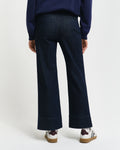 DARK BLUE RAW, CROPPED CREASED DENIM, BACK-VIEW BY GANT AU.