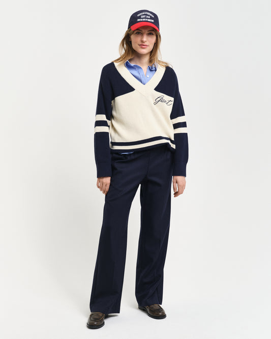 EVENING BLUE, PULL-ON PANTS, FRONT-VIEW BY GANT AU.