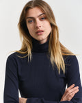 EVENING BLUE, SLIM RIB TURTLENECK, CLOSE-UP BY GANT AU.