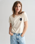 CREAM, REG G BADGE SS T-SHIRT, FRONT-VIEW BY GANT AU.