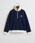 CLASSIC BLUE, SMALL GRAPHIC HALF ZIP SWEAT, FLAT-LAY BY GANT AU.