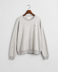 LIGHT GREY MELANGE, SHIELD C-NECK SWEAT, FLAT-LAY BY GANT AU.