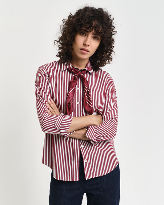 PLUMPED RED, REG CLASSIC POPLIN STRIPED SHIRT, FRONT-VIEW BY GANT AU.