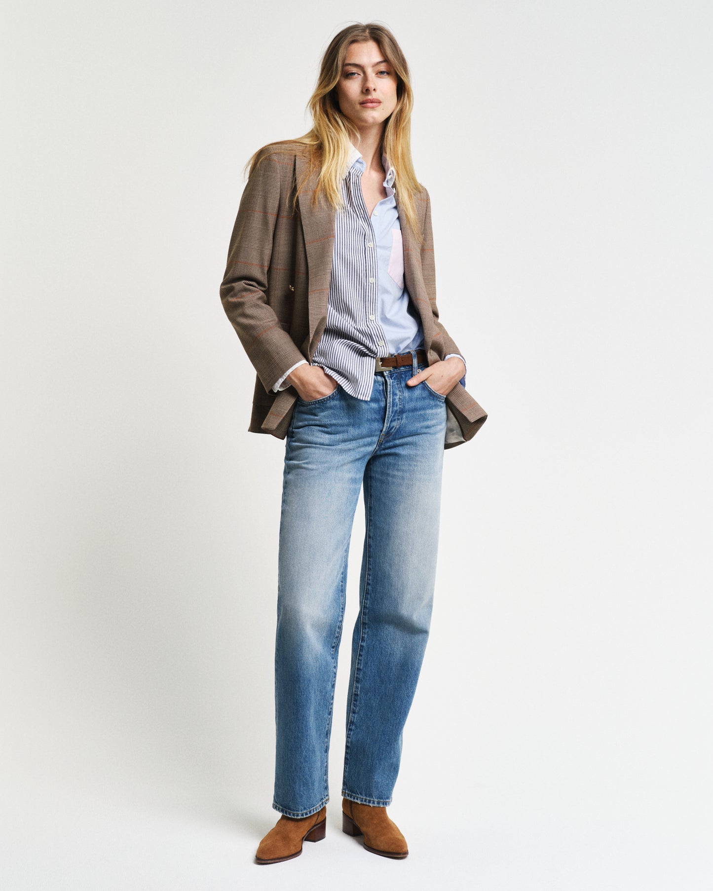 MUTED BLUE, REL PATCHWORK BD SHIRT BY GANT AU.