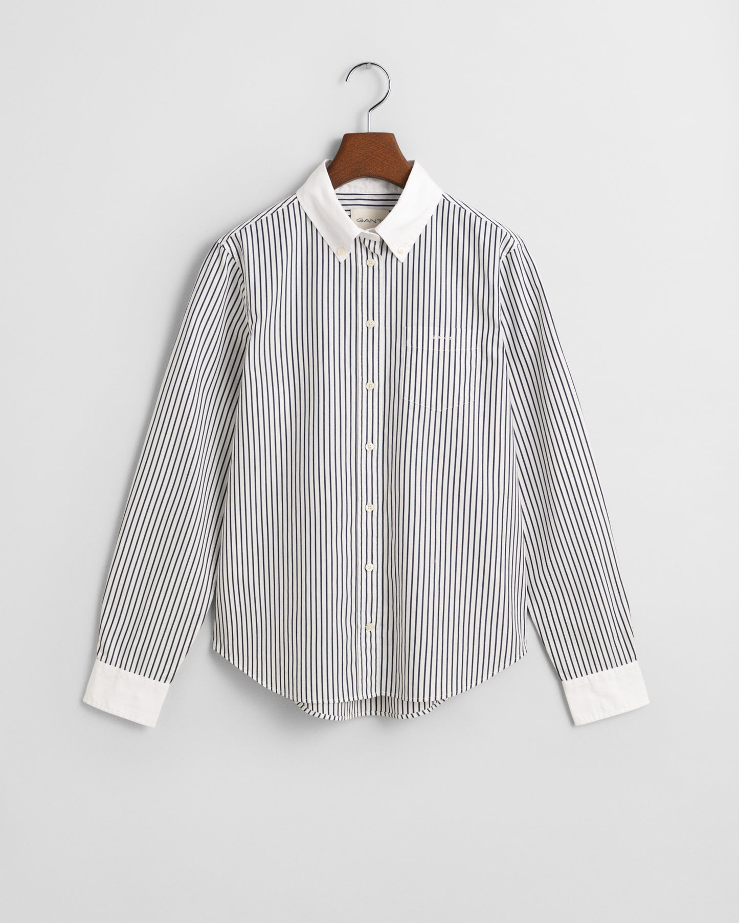 CLASSIC BLUE, REG CONTRAST COLLAR STRIPED SHIRT, FLAT-LAY BY GANT AU.