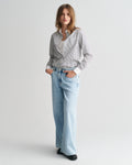 CLASSIC BLUE, REG CONTRAST COLLAR STRIPED SHIRT BY GANT AU.
