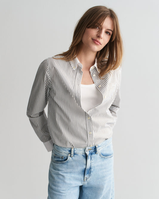 CLASSIC BLUE, REG CONTRAST COLLAR STRIPED SHIRT, FRONT-VIEW BY GANT AU.