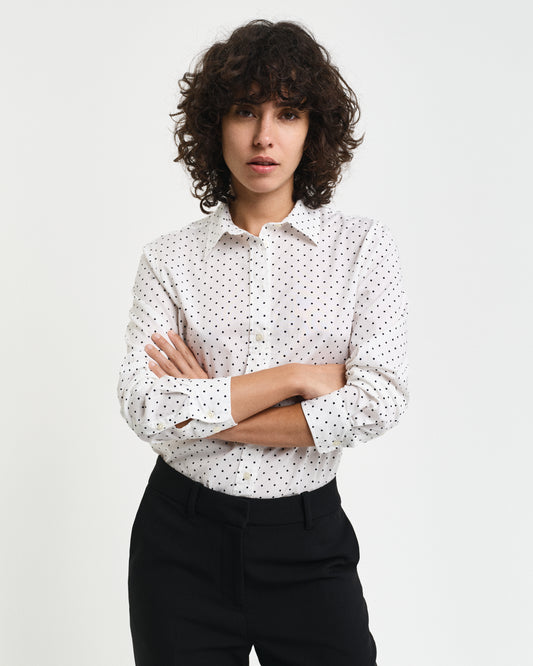 EGGSHELL, REG DOT PRINT CTN VOILE SHIRT, FRONT-VIEW BY GANT AU.