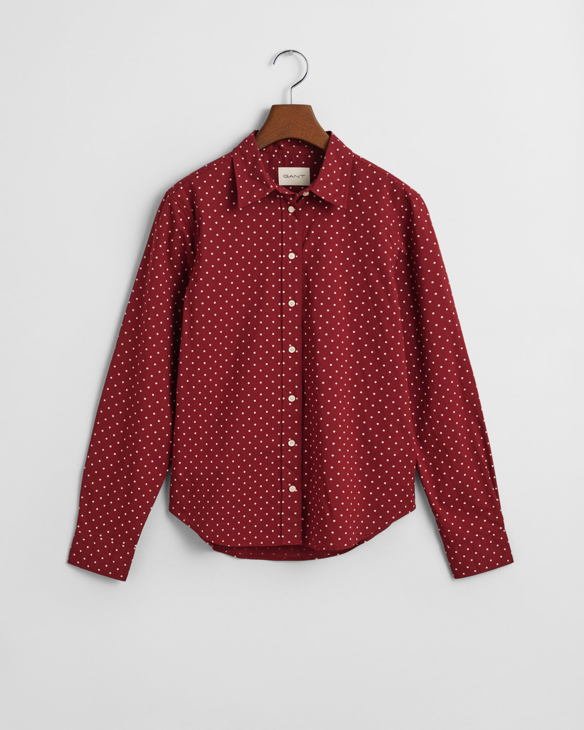 PLUMPED RED, REG DOT PRINT CTN VOILE SHIRT, FLAT-LAY BY GANT AU.