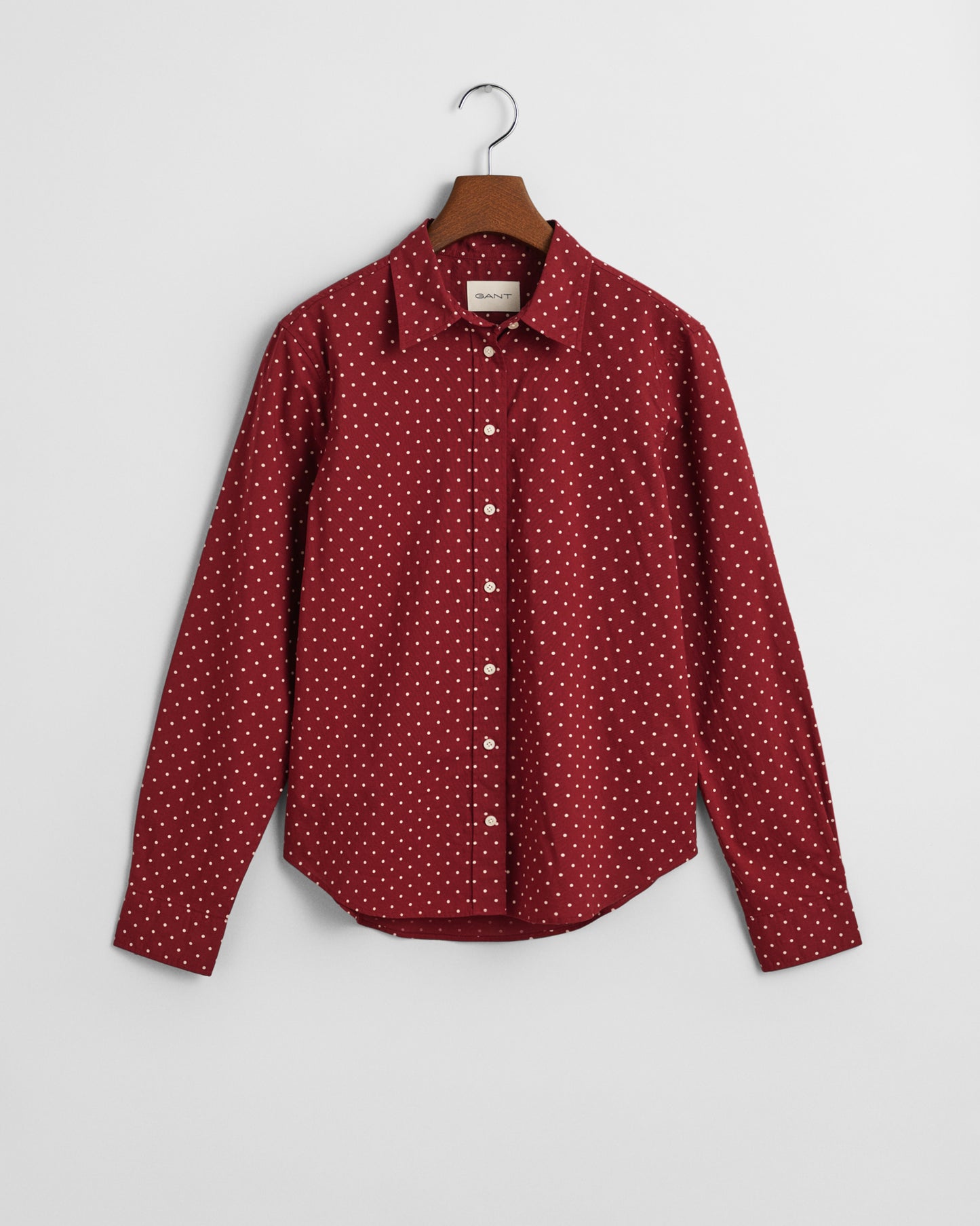 PLUMPED RED, REG DOT PRINT CTN VOILE SHIRT, FLAT-LAY BY GANT AU.