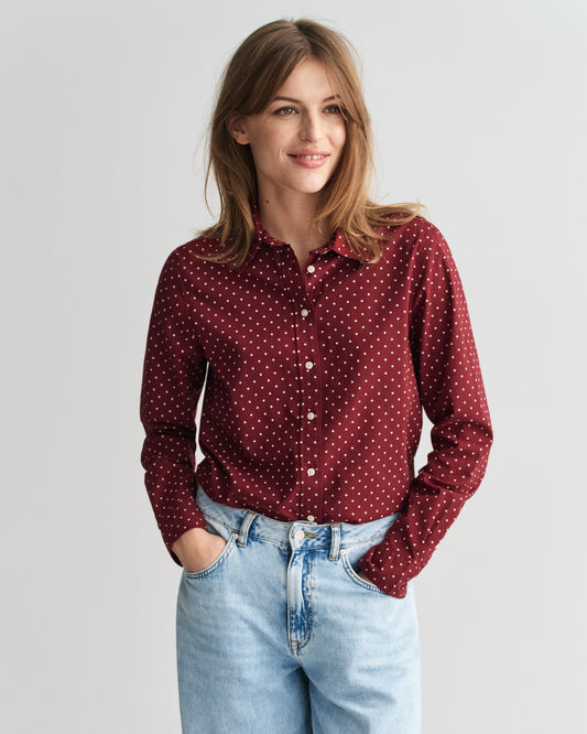 PLUMPED RED, REG DOT PRINT CTN VOILE SHIRT, FRONT-VIEW BY GANT AU.
