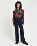 CLASSIC BLUE, REL ROSE PRINT COT SILK SHIRT BY GANT AU.