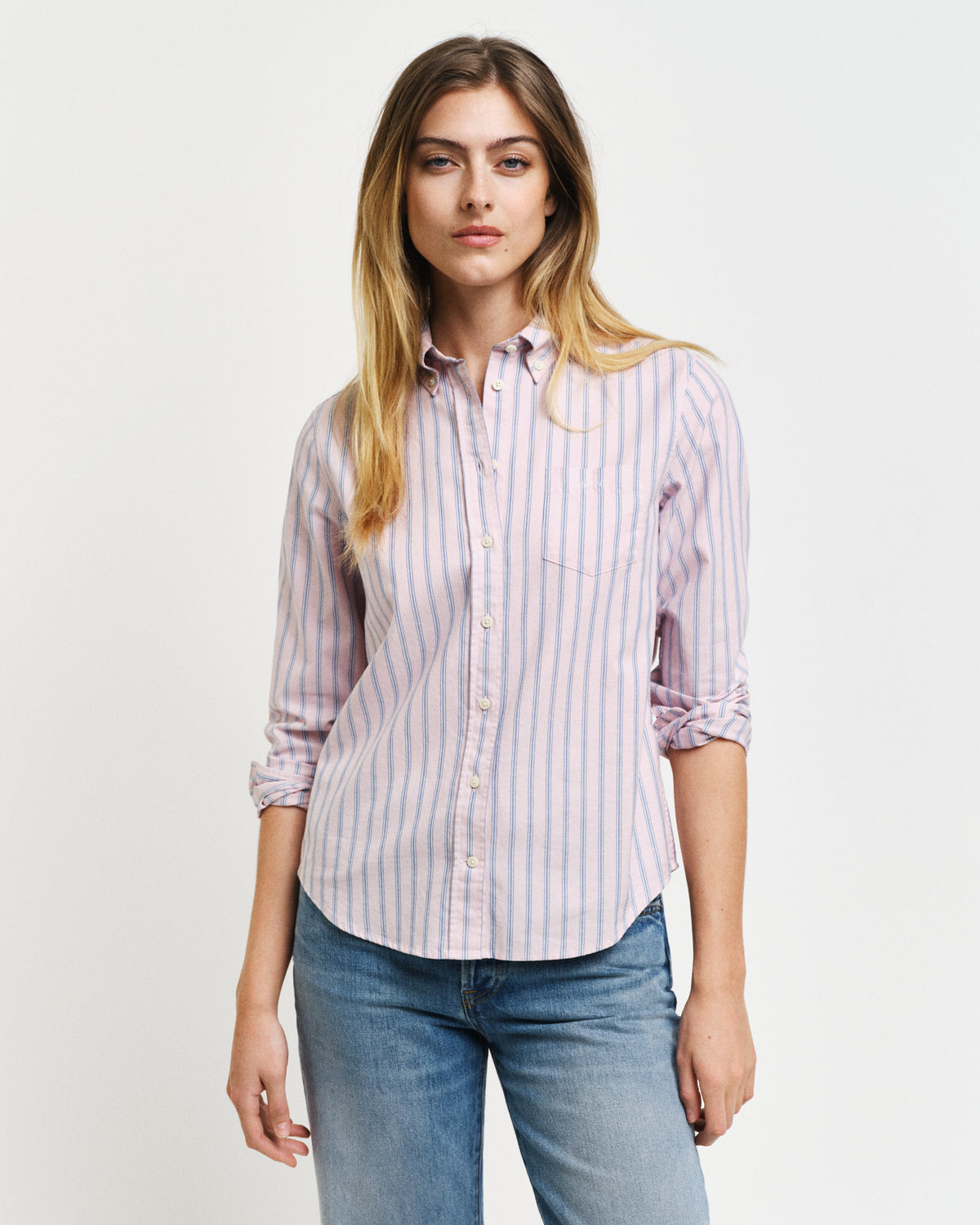 DUSTY PINK, REG STRIPE ARCHIVE OXFORD BD SHIRT, FRONT-VIEW BY GANT AU.
