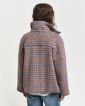COLLEGE BLUE, CHECKED CROPPED WOOL JACKET, BACK-VIEW BY GANT AU.