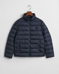 EVENING BLUE, LIGHT DOWN LOGO JACKET, FLAT-LAY BY GANT AU.