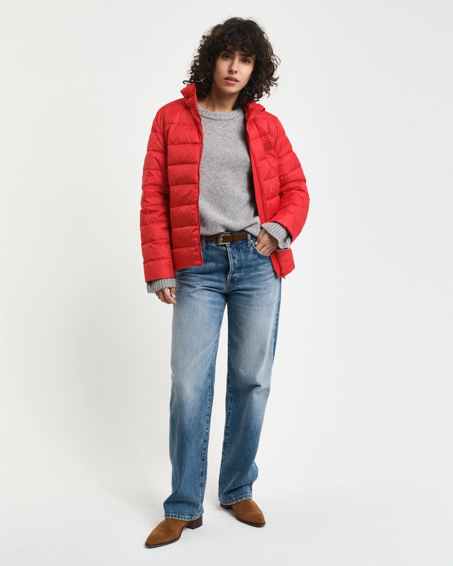 RUBY RED, LIGHT DOWN LOGO JACKET BY GANT AU.