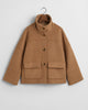 WARM KHAKI, CROPPED WOOL JACKET, FLAT-LAY BY GANT AU.