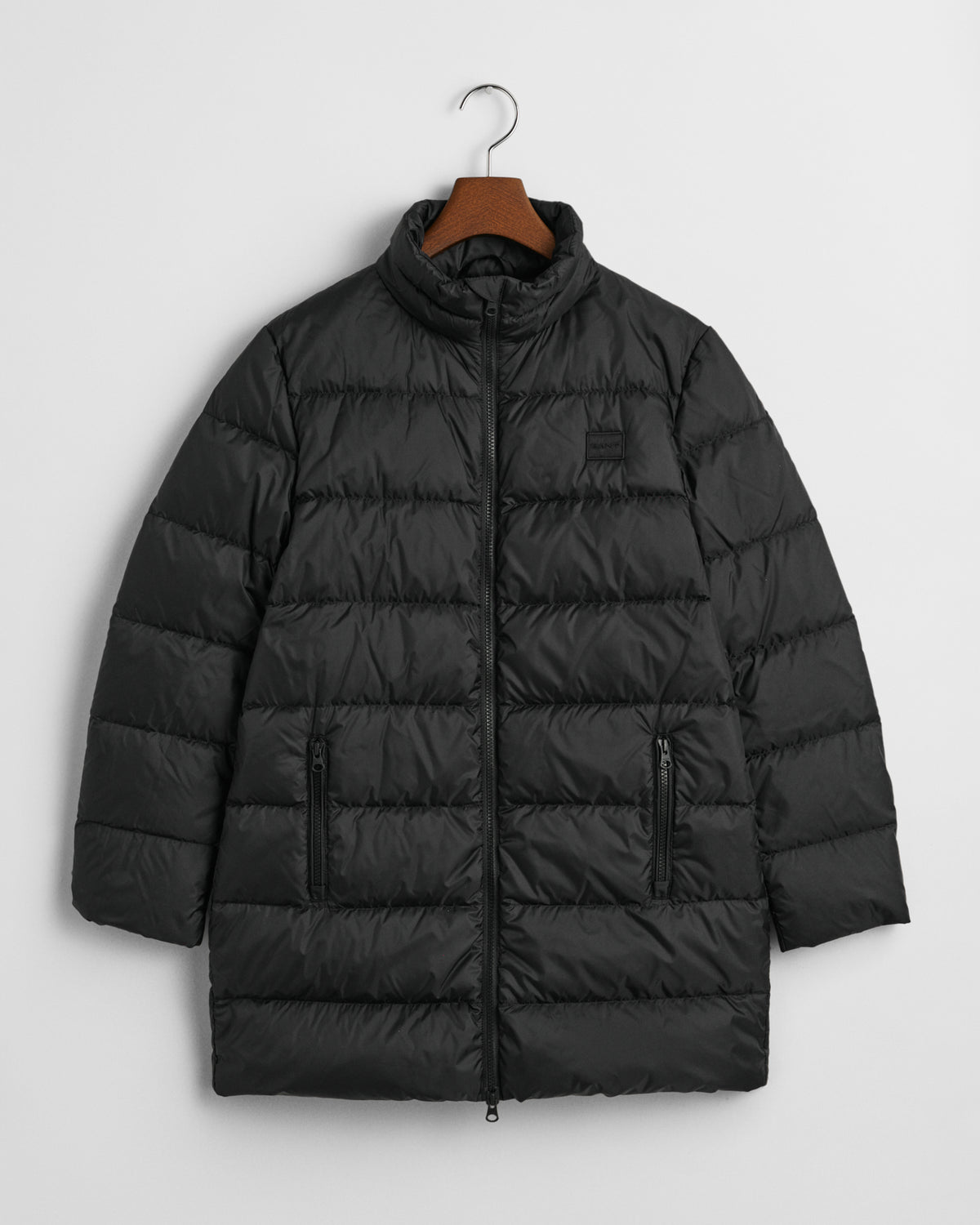 BLACK, LIGHT DOWN COAT, FLAT-LAY BY GANT AU.