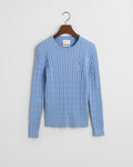 CLEAR SKY, STRETCH COTTON CABLE C-NECK, FLAT-LAY BY GANT AU.