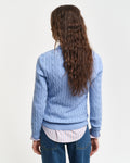 CLEAR SKY, STRETCH COTTON CABLE C-NECK, BACK-VIEW BY GANT AU.