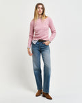 DUSTY PINK, STRETCH COTTON CABLE C-NECK BY GANT AU.