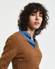 CACOA, STRETCH COTTON CABLE V-NECK, CLOSE-UP BY GANT AU.