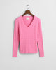 CANDY PINK, STRETCH COTTON CABLE V-NECK, FLAT-LAY BY GANT AU.