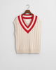 CREAM, CONTRAST V-NECK VEST, FLAT-LAY BY GANT AU.