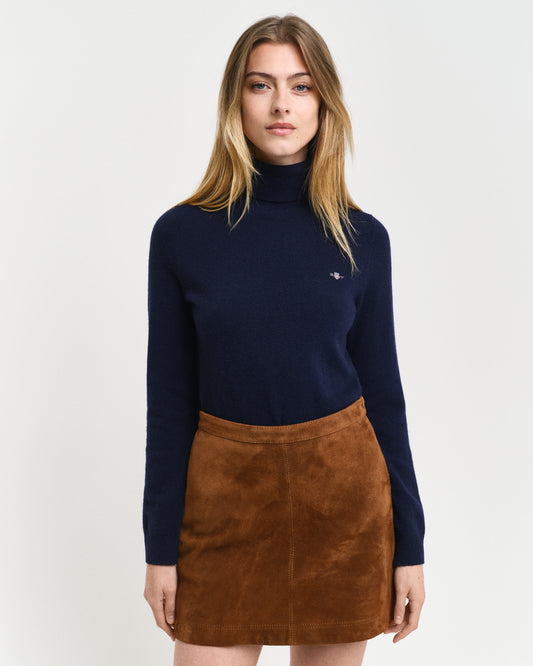 EVENING BLUE, EXTRAFINE LAMBSWOOL BLEND ROLLNECK, FRONT-VIEW BY GANT AU.