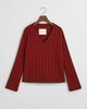 PLUMPED RED, WIDE RIBBED WOOL V-NECK, FLAT-LAY BY GANT AU.