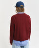 PLUMPED RED, WIDE RIBBED WOOL V-NECK, BACK-VIEW BY GANT AU.